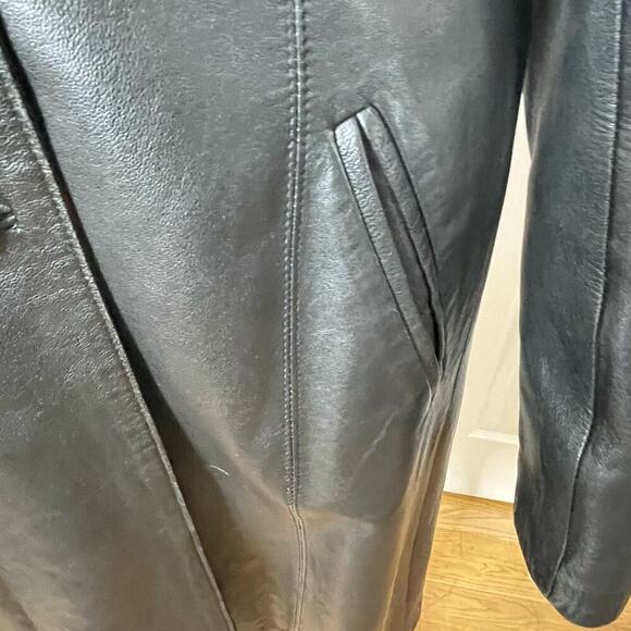 Vera Pelle Italian Leather Black Trench Coat Matrix 12 - Picture 8 of 12
